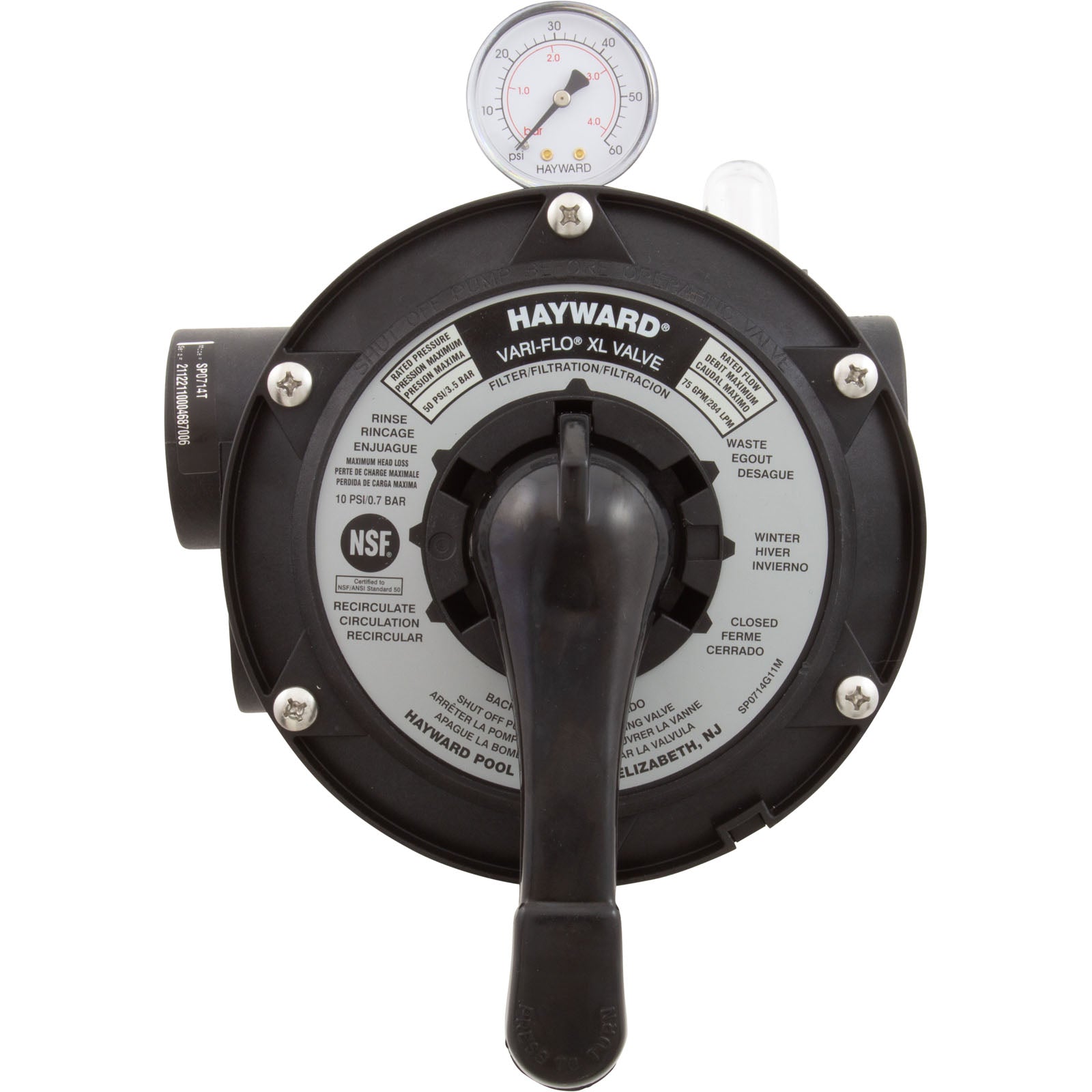 Multiport Valve, Hayward SP0714T, 1-1/2" Top Mount, 6 Pos