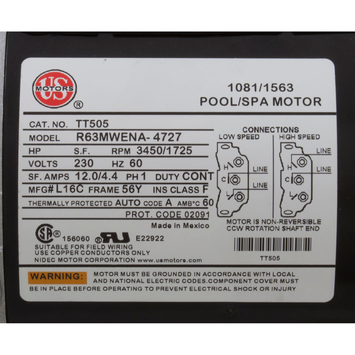 Pump, WW Exec, 4.0hp, 230v, 2-Speed, 56fr, 2", OEM