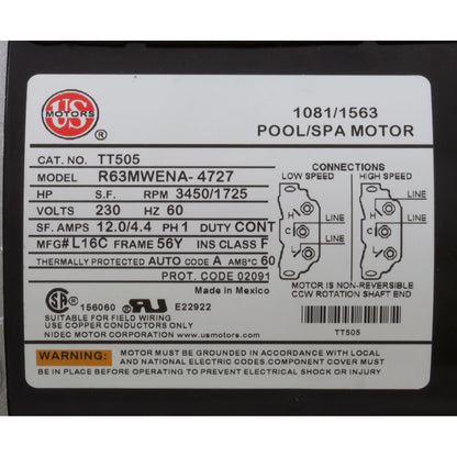 Bomba, WW Exec, 4,0 hp, 230 V, 2 velocidades, 56 fr, 2", OEM