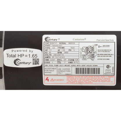 Motor Century, 1,0 hp, 115 V/208-230 V, 1 velocidad, 56 Yfr, SQFL