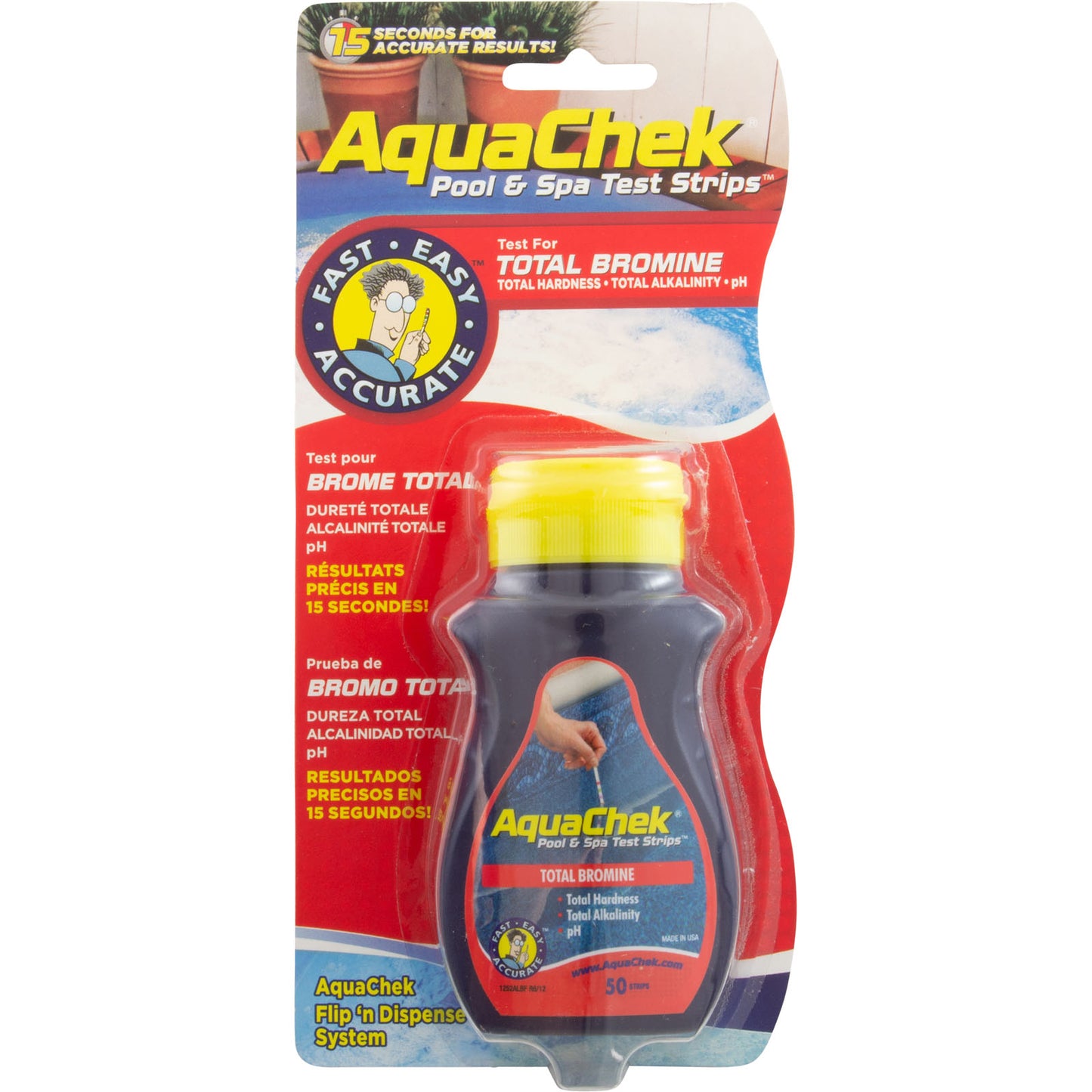 Test Strips, AquaChek Red, 4-in-1, Total Bromine, 50 ct