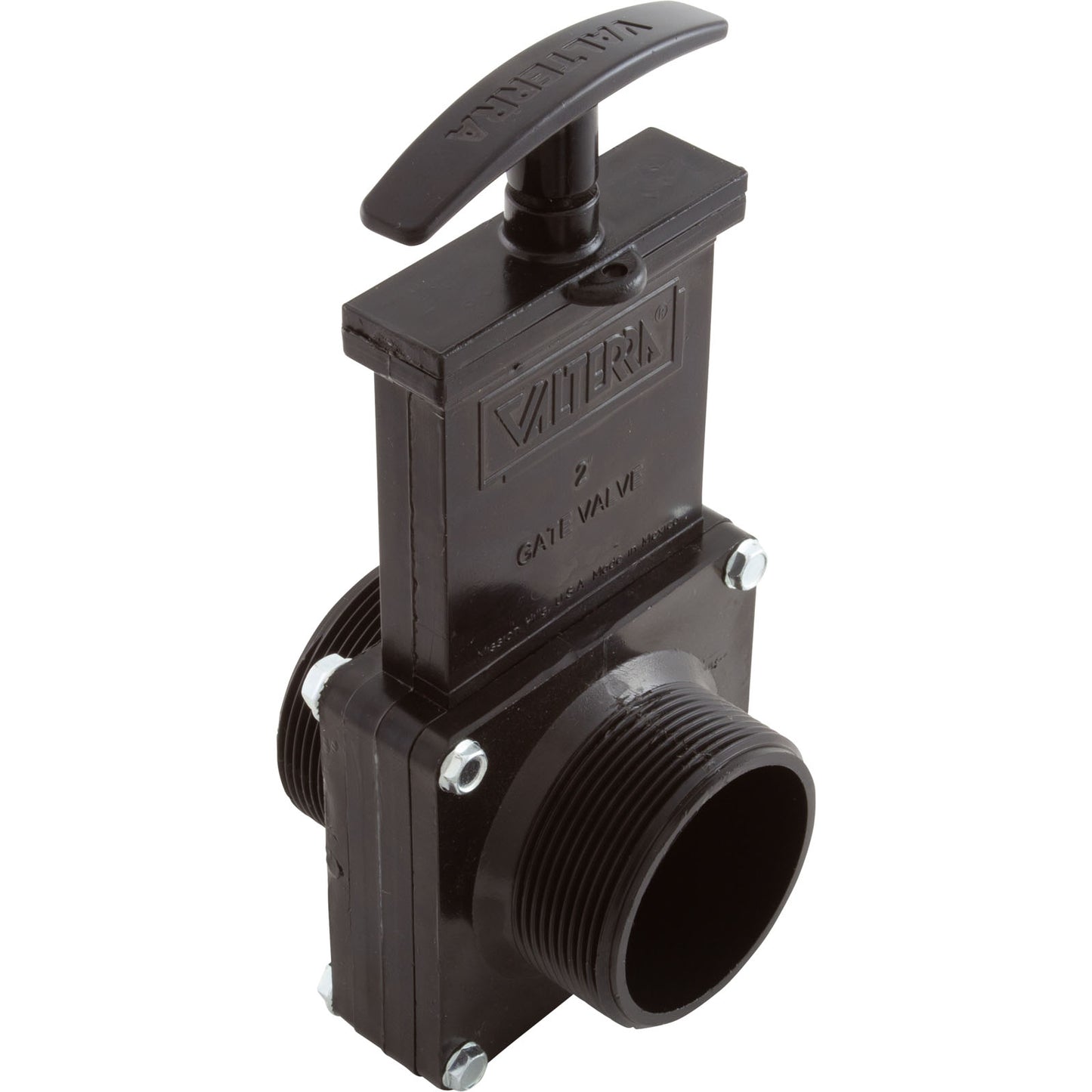Gate Valve, 3 pc, Valterra, 2"mpt x 2"mpt, 40psi, Black