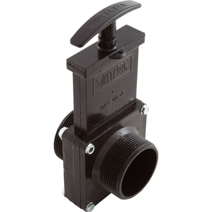 Gate Valve, 3 pc, Valterra, 2"mpt x 2"mpt, 40psi, Black