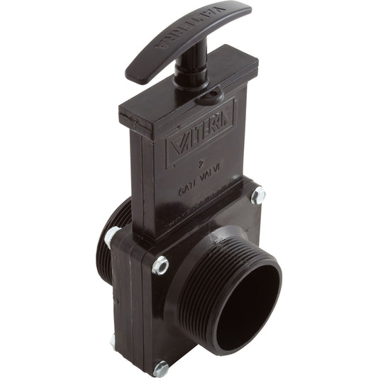 Gate Valve, 3 pc, Valterra, 2"mpt x 2"mpt, 40psi, Black