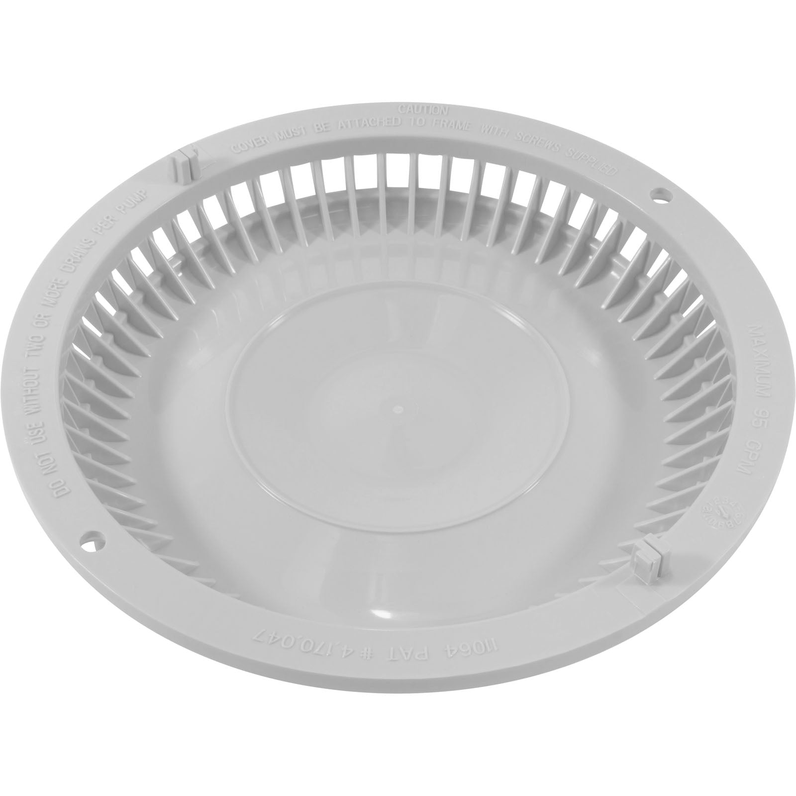 Main Drain Grate Only, Afras, Anti Vortex, White