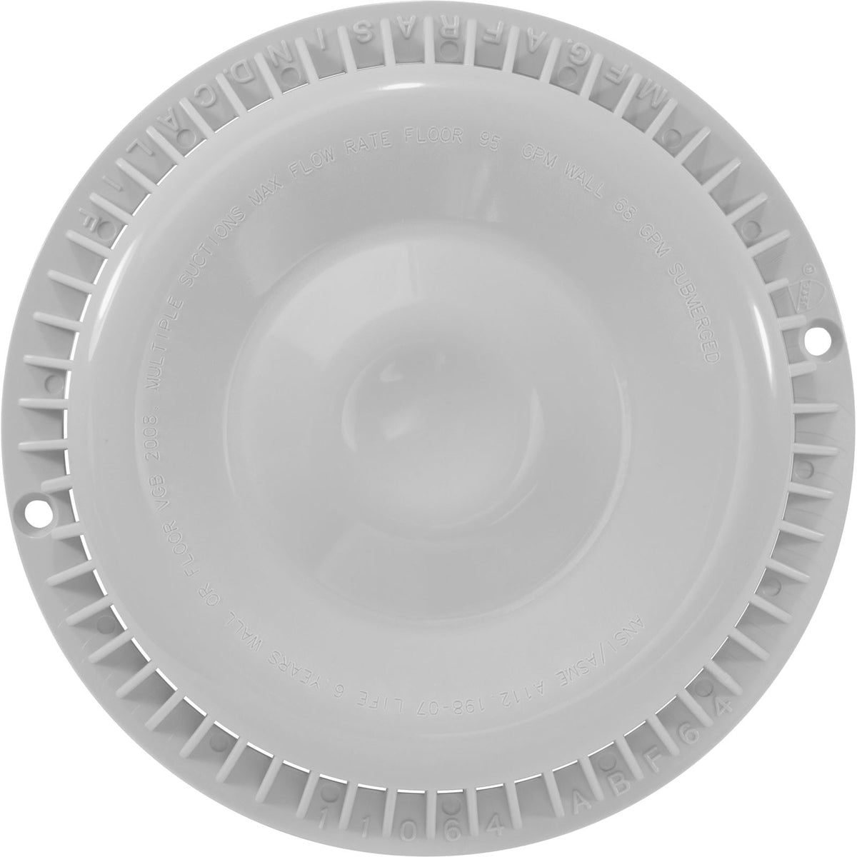 Main Drain Grate Only, Afras, Anti Vortex, White