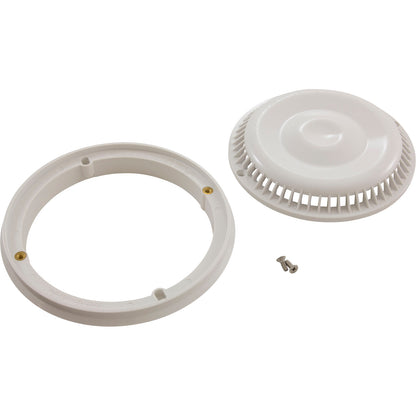 Main Drain Grate, Afras, Anti Vortex, 7-3/4" DIA, White, w/ Ring & Screw