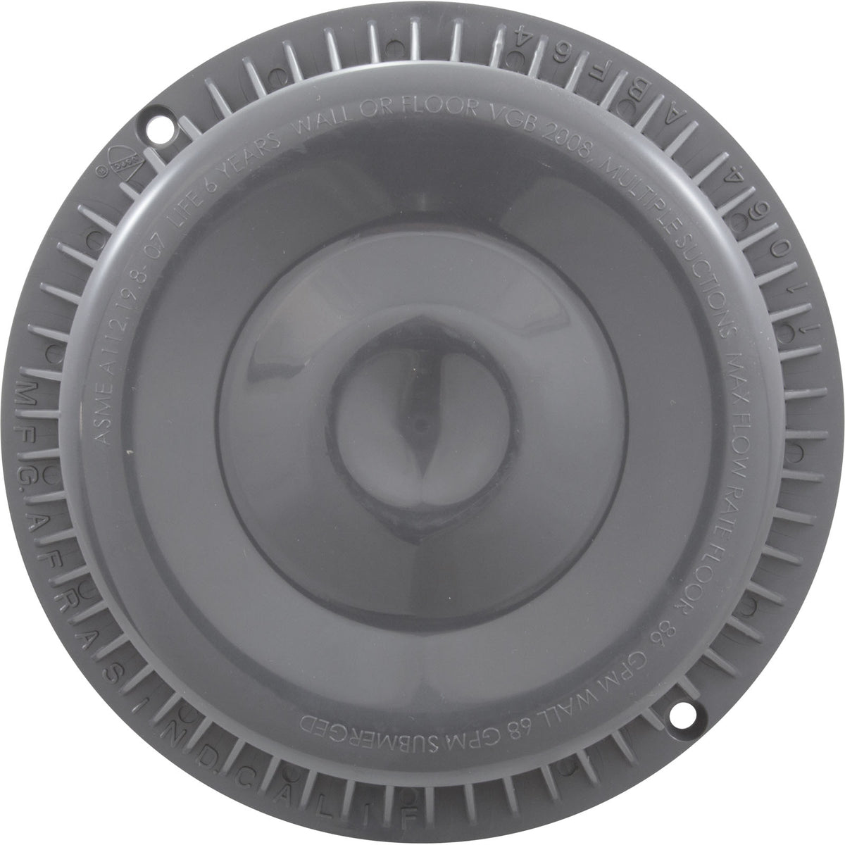 Main Drain Grate, Afras, Anti Vortex, Lt Gray, w/ 2 Screws