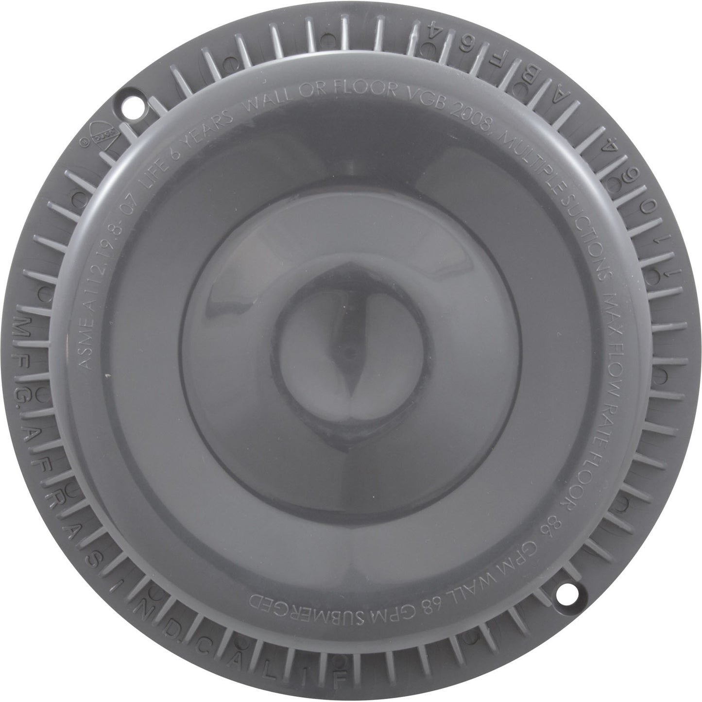 Main Drain Grate, Afras, Anti Vortex, Lt Gray, w/ 2 Screws