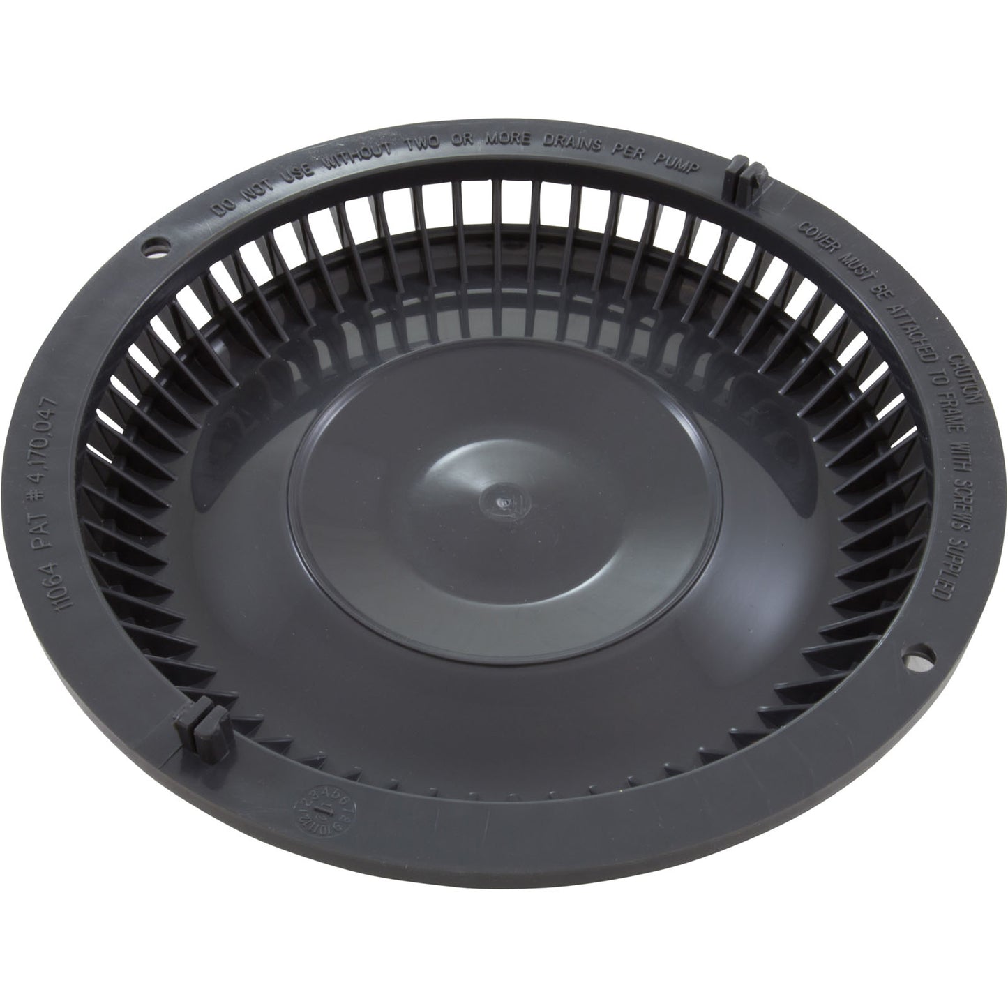 Main Drain Grate, Afras, Anti Vortex, Dark Gray, w/ 2 Screws