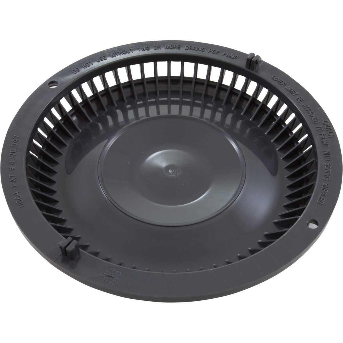Main Drain Grate, Afras, Anti Vortex, Dark Gray, w/ 2 Screws