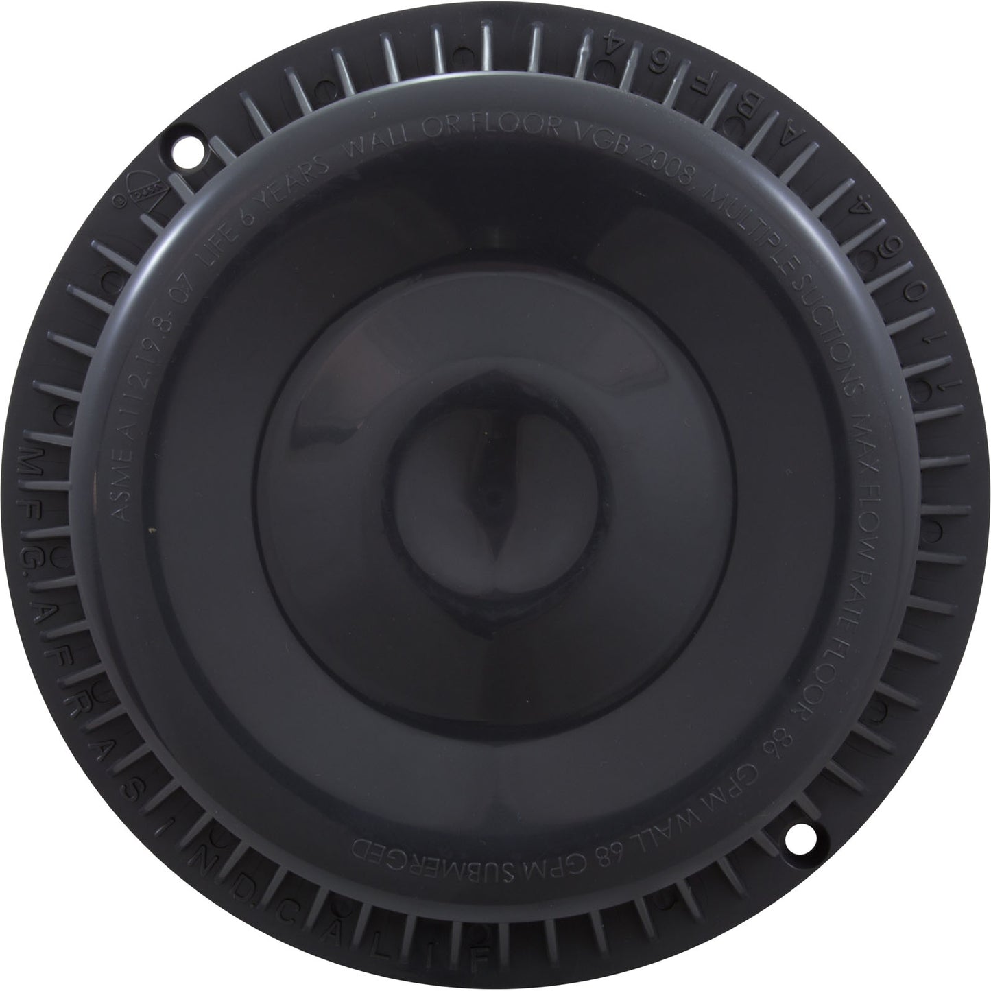 Main Drain Grate, Afras, Anti Vortex, Dark Gray, w/ 2 Screws