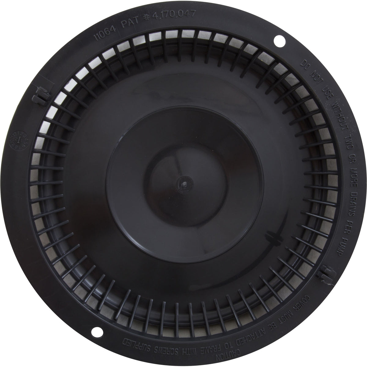 Main Drain Grate, Afras, Anti Vortex, Dark Gray, w/ 2 Screws