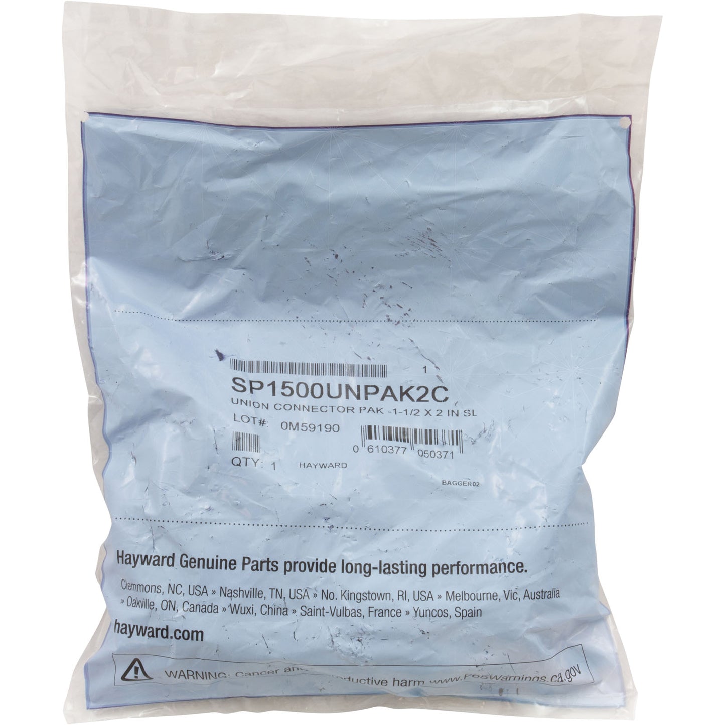 Union, 1-1/2" Slip x 2" Spigot, Flush, Quantity 2