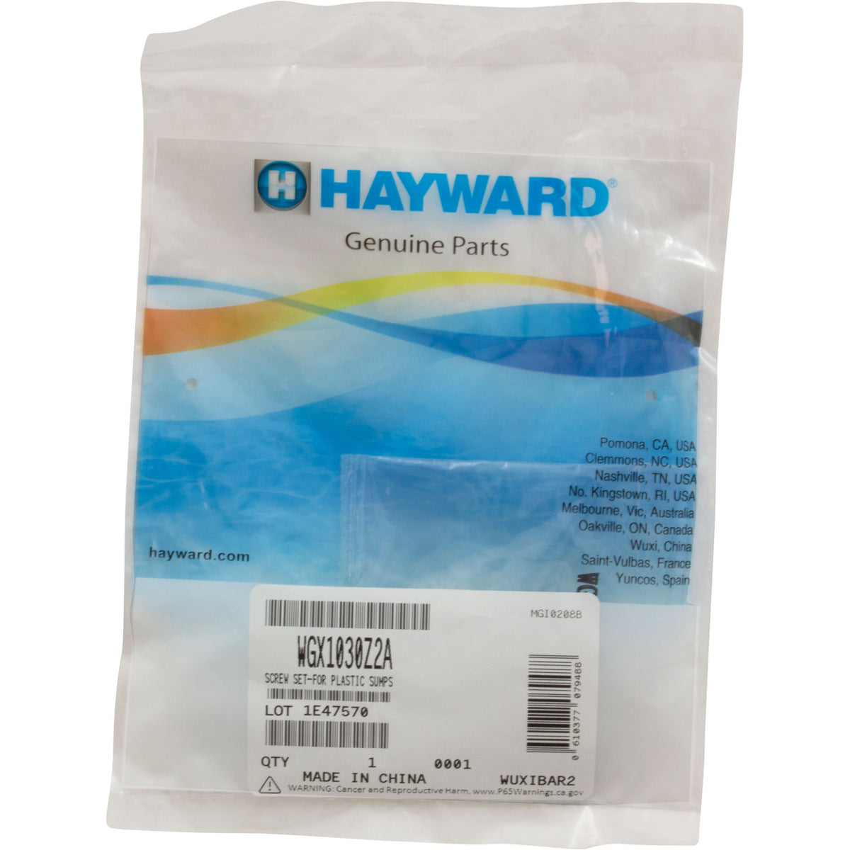 Screw, Hayward WG1048AV Sump/Frame, Quantity 2