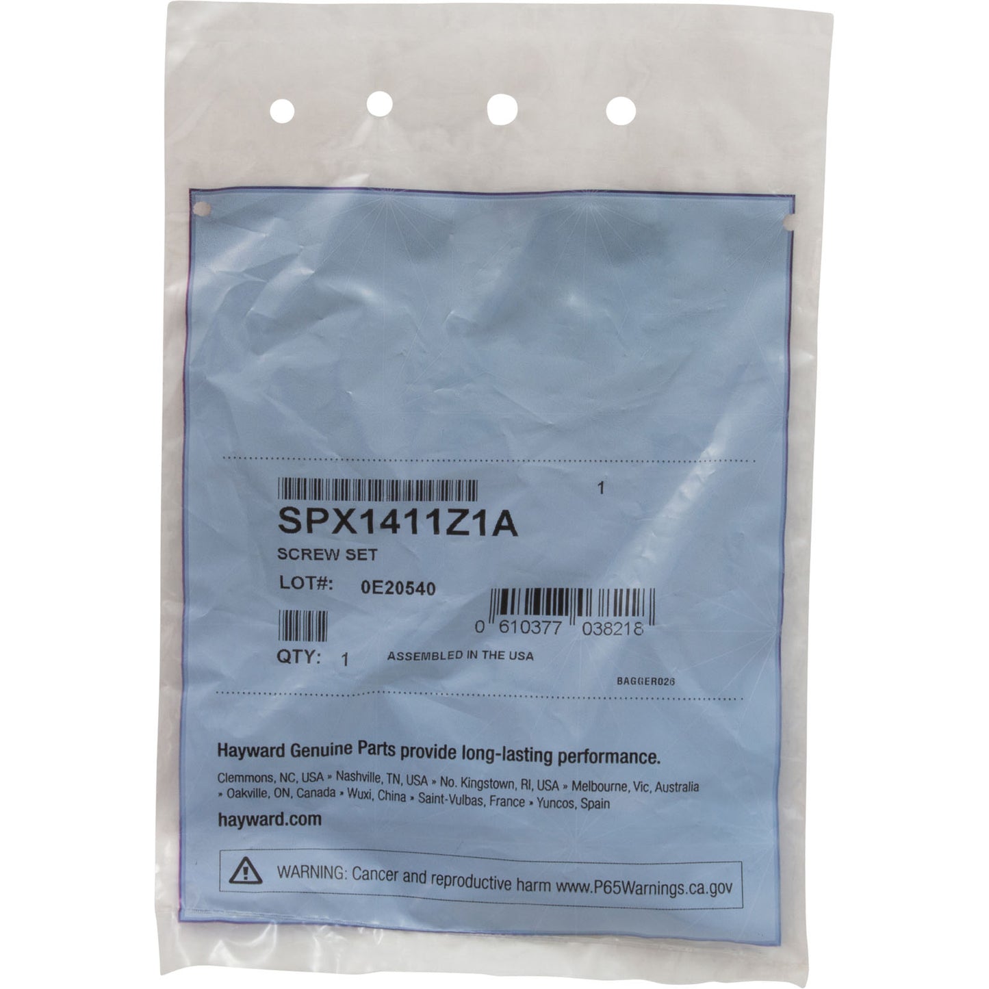 Screw Kit, Hayward, Inlet Fitting, Quantity 6