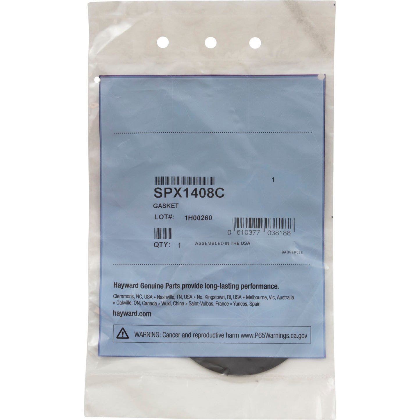 Gasket, Hayward, 2-1/4"id, 3-7/16"od, Inlet Fitting
