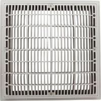 Main Drain Grate, Waterway, 12" x 12" Square, w/Frame, White