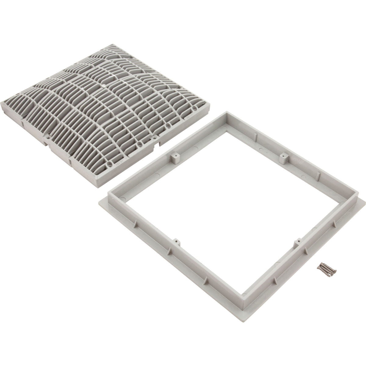 Main Drain Grate, Waterway, 12" x 12" Square, w/Frame, White