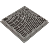Main Drain Grate, Waterway, 12" x 12" Square, w/Frame, Gray