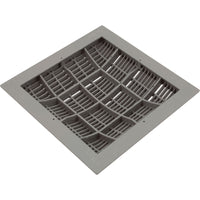 Main Drain Grate, Waterway, 12" x 12" Square, w/Frame, Gray
