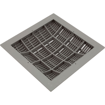 Main Drain Grate, Waterway, 12" x 12" Square, w/Frame, Gray
