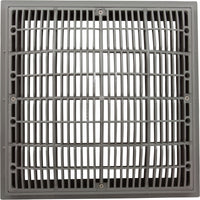 Main Drain Grate, Waterway, 12" x 12" Square, w/Frame, Gray