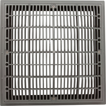 Main Drain Grate, Waterway, 12" x 12" Square, w/Frame, Gray