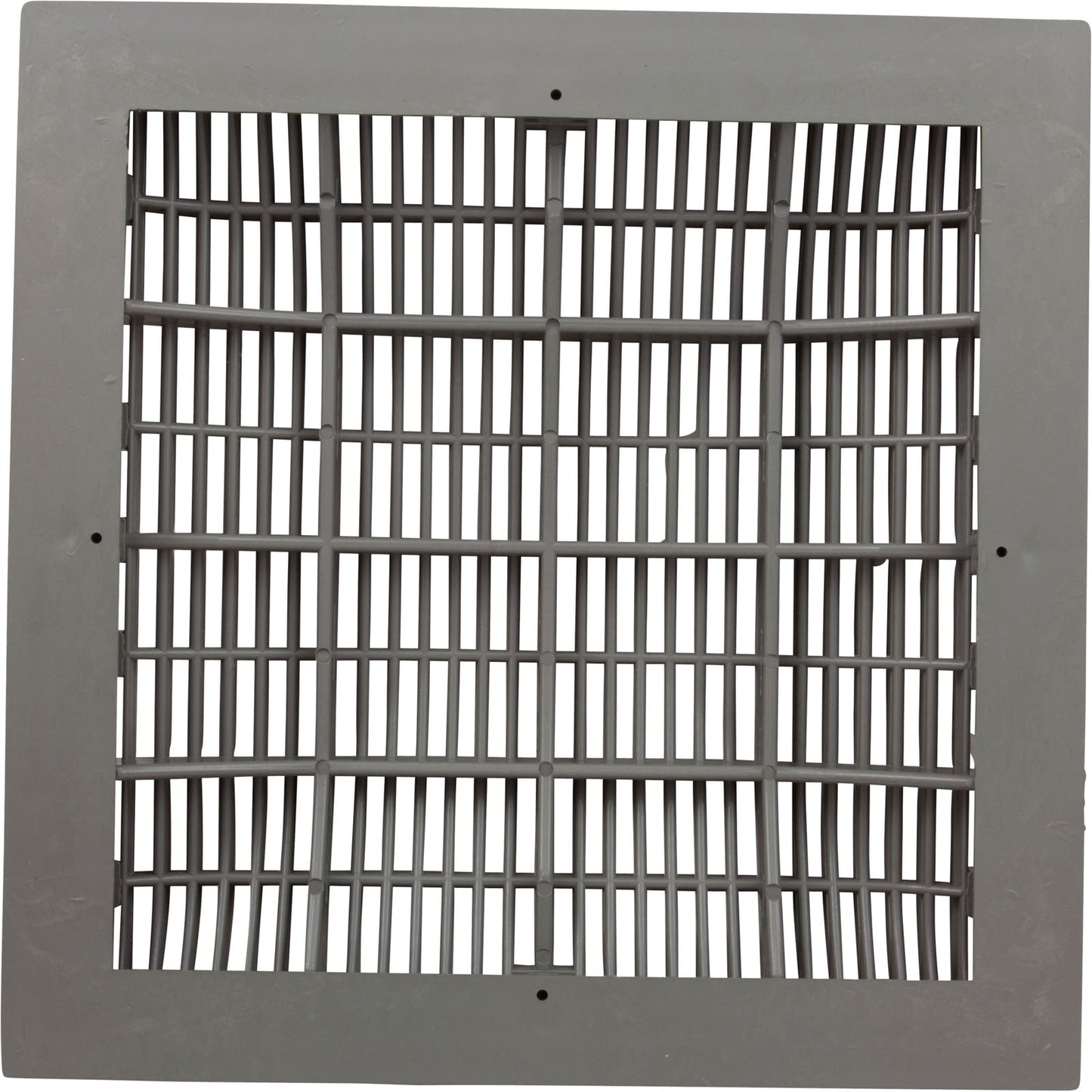 Main Drain Grate, Waterway, 12" x 12" Square, w/Frame, Gray
