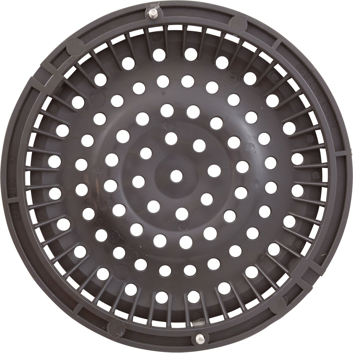 Main Drain Grate, WW Anti-Vortex, 8" Round, w/o Screws, Dk Gry
