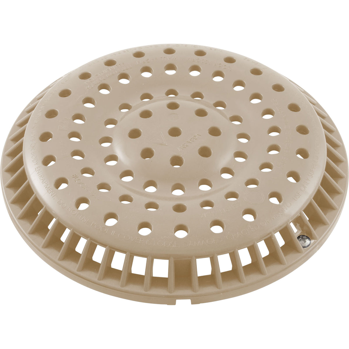 Main Drain Grate, WW Anti-Vortex, 8" Round, w/ Screws, Beige