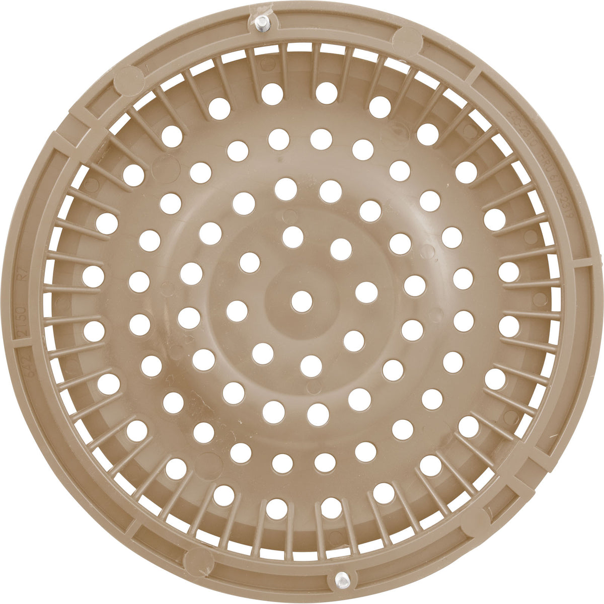 Main Drain Grate, WW Anti-Vortex, 8" Round, w/ Screws, Beige