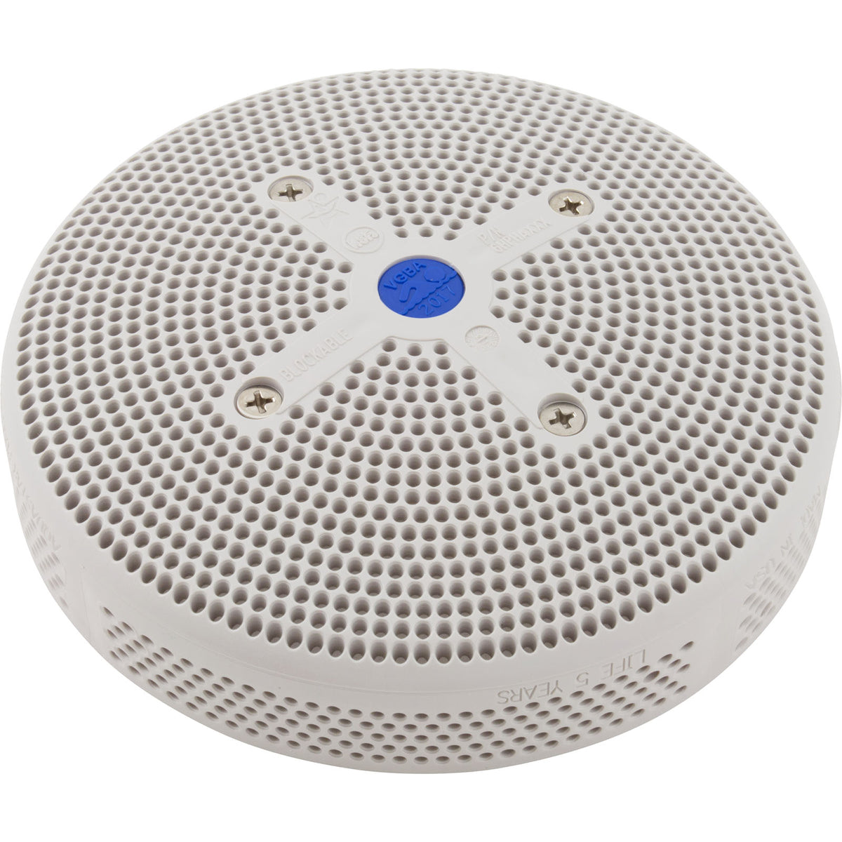 Suction Cover, HydroAir Repl, 6", 224gpm, w/Screws, White