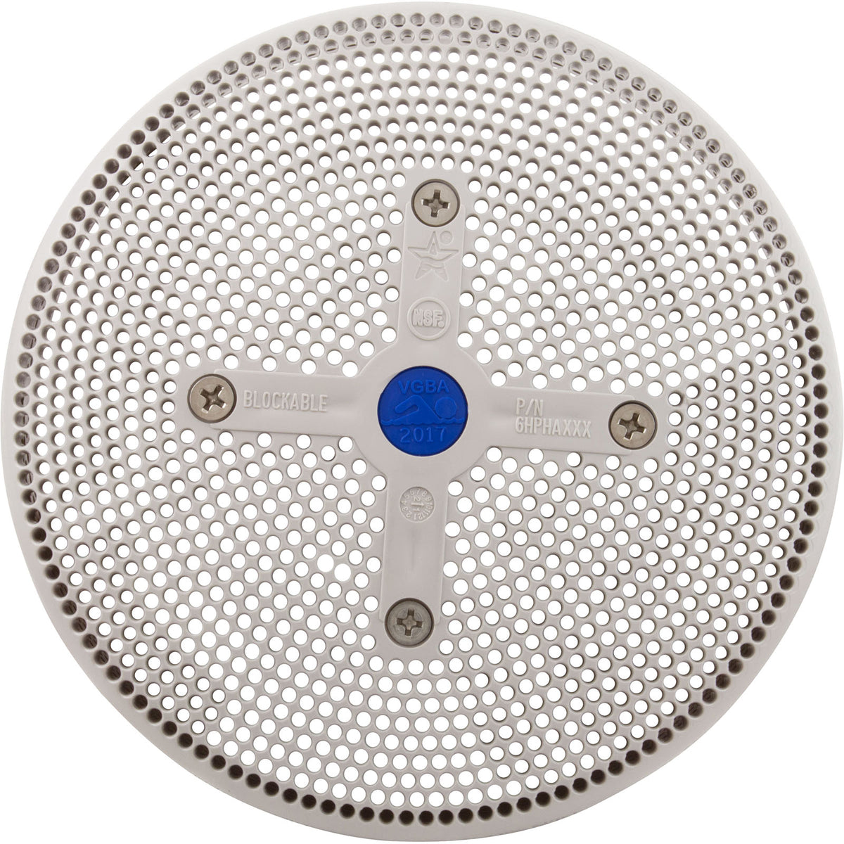 Suction Cover, HydroAir Repl, 6", 224gpm, w/Screws, White