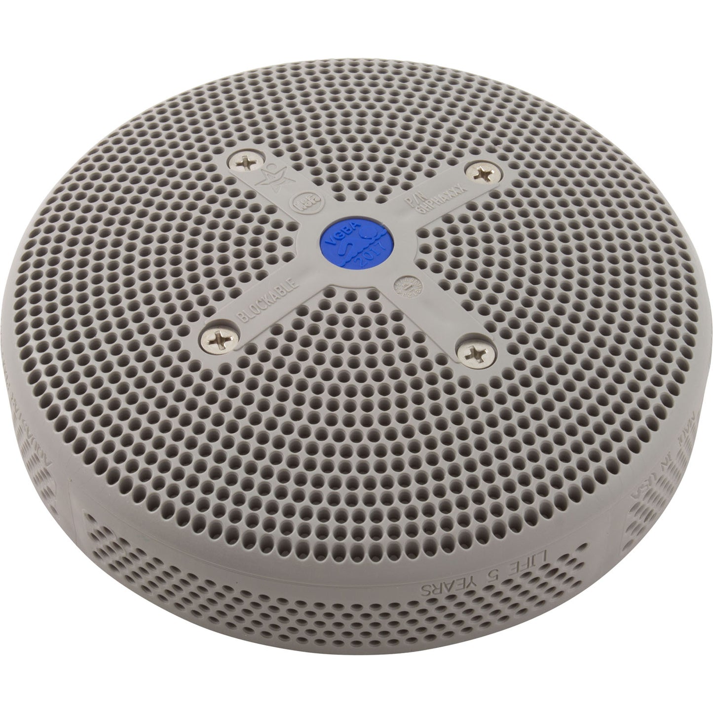 Suction Cover, HydroAir Repl, 6", 224gpm, w/Screws, Lt Gray