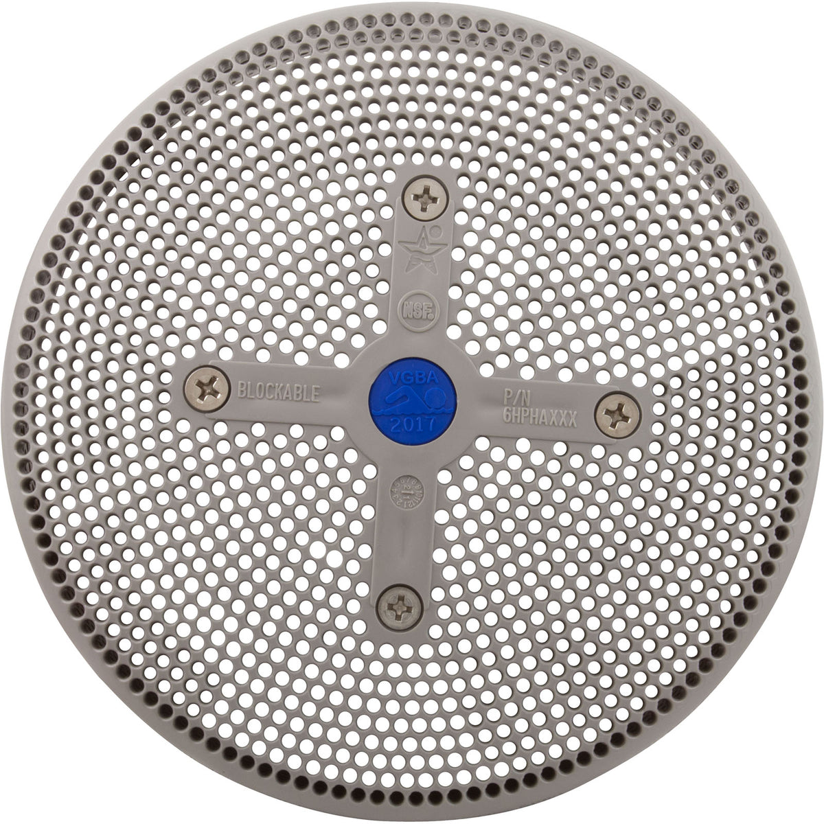 Suction Cover, HydroAir Repl, 6", 224gpm, w/Screws, Lt Gray