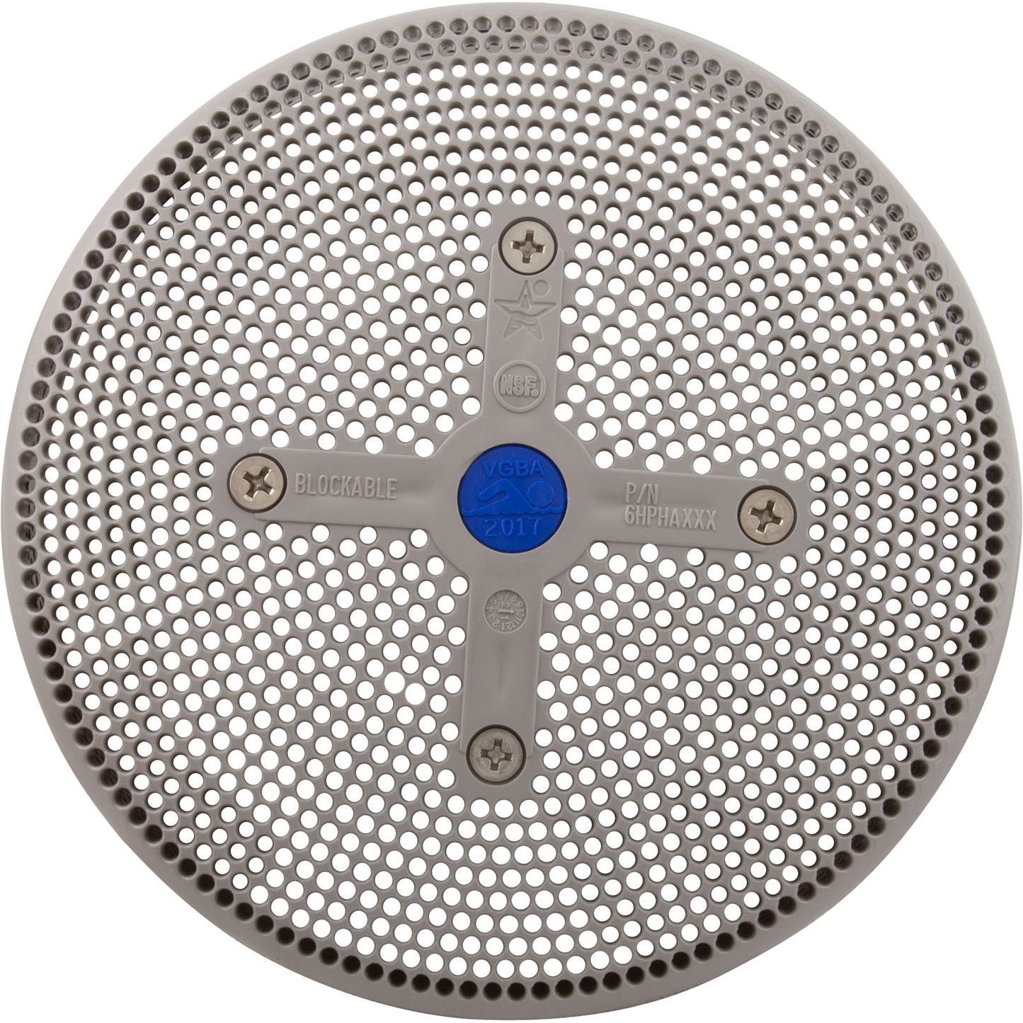 Suction Cover, HydroAir Repl, 6", 224gpm, w/Screws, Lt Gray