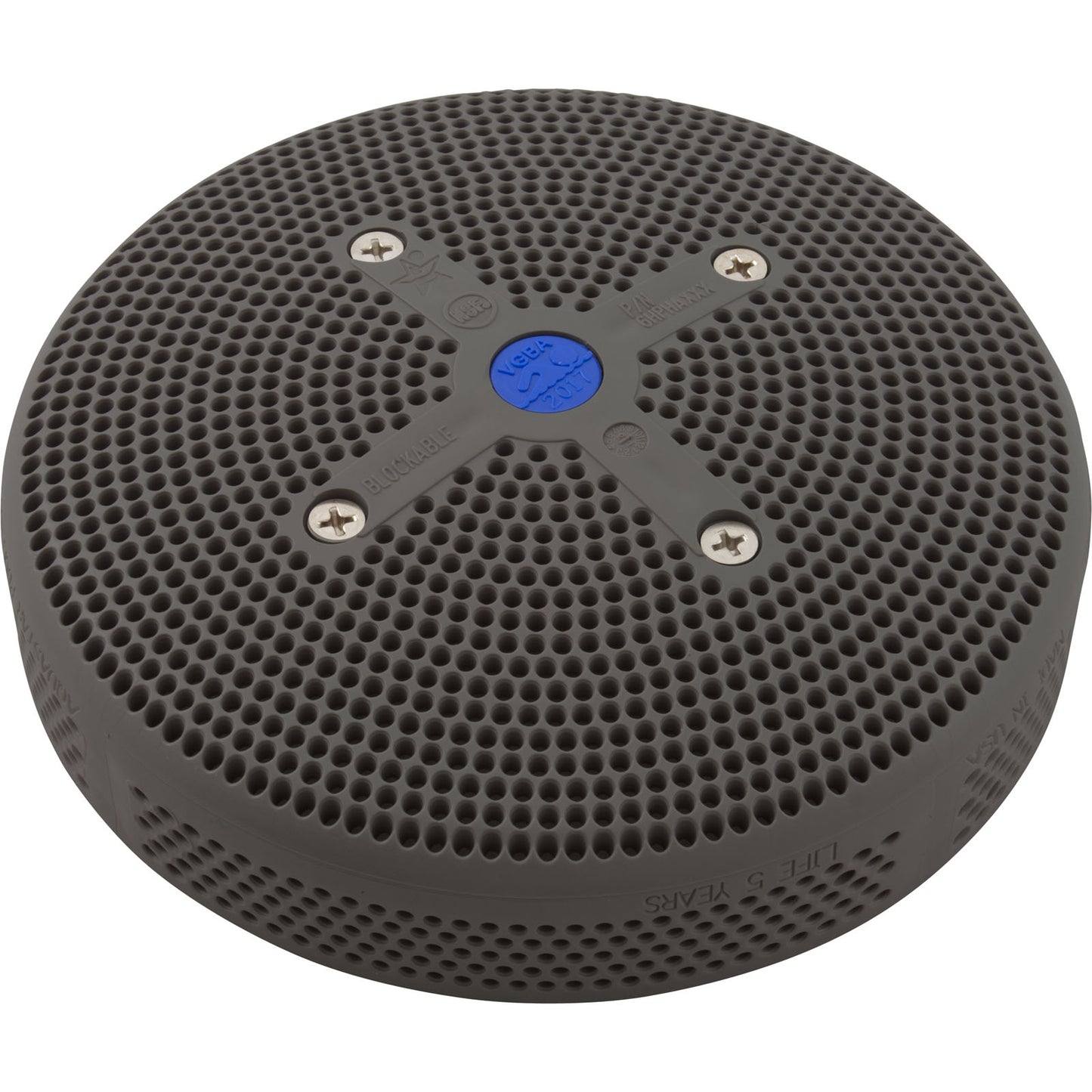 Suction Cover, HydroAir Repl, 6", 224gpm, w/Screws, Dk Gray