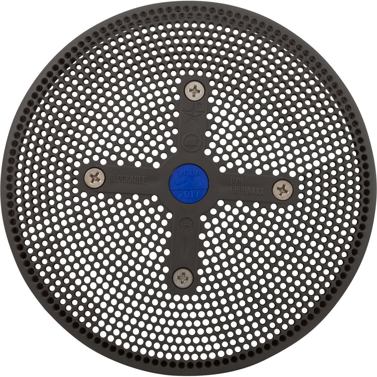 Suction Cover, HydroAir Repl, 6", 224gpm, w/Screws, Dk Gray