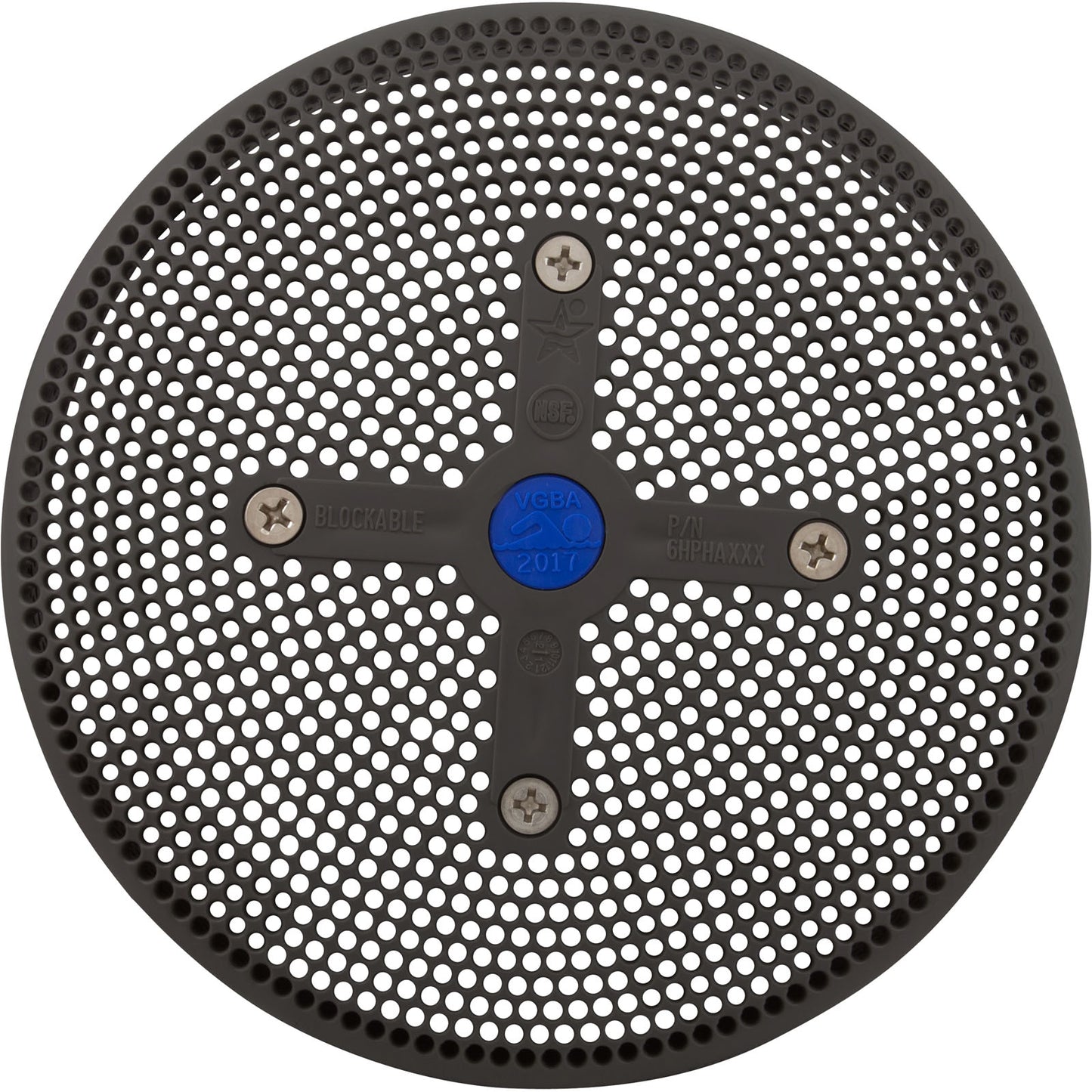 Suction Cover, HydroAir Repl, 6", 224gpm, w/Screws, Dk Gray