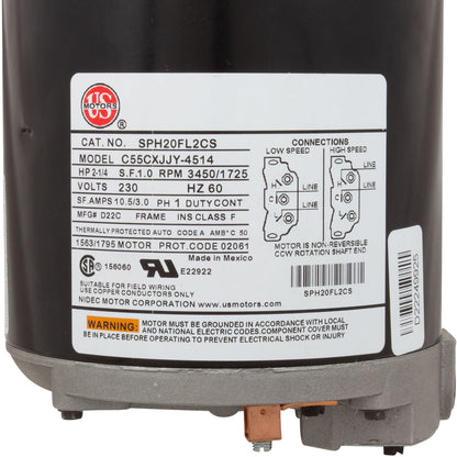 Motor, Nidec/US Motor, 2.0hp, 230v, 2-Speed, 48Y Frame