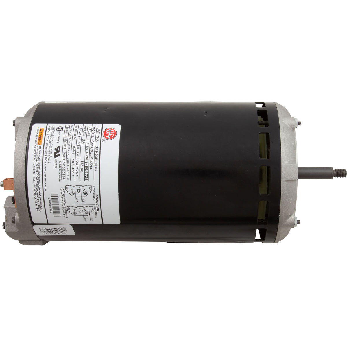 Motor, Nidec/US Motor, 2.0hp, 230v, 2-Speed, 48Y Frame