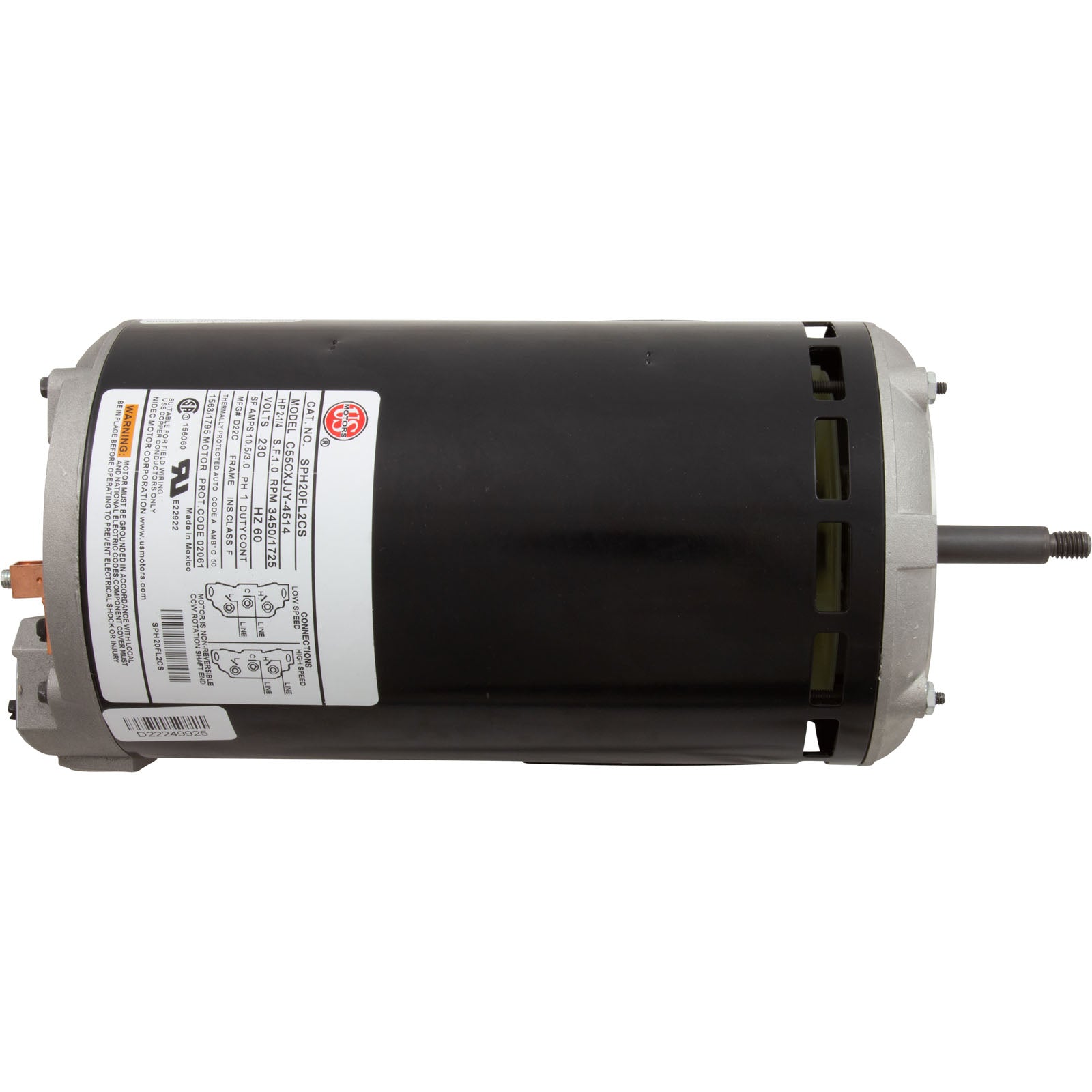 Motor, Nidec/US Motor, 2.0hp, 230v, 2-Speed, 48Y Frame