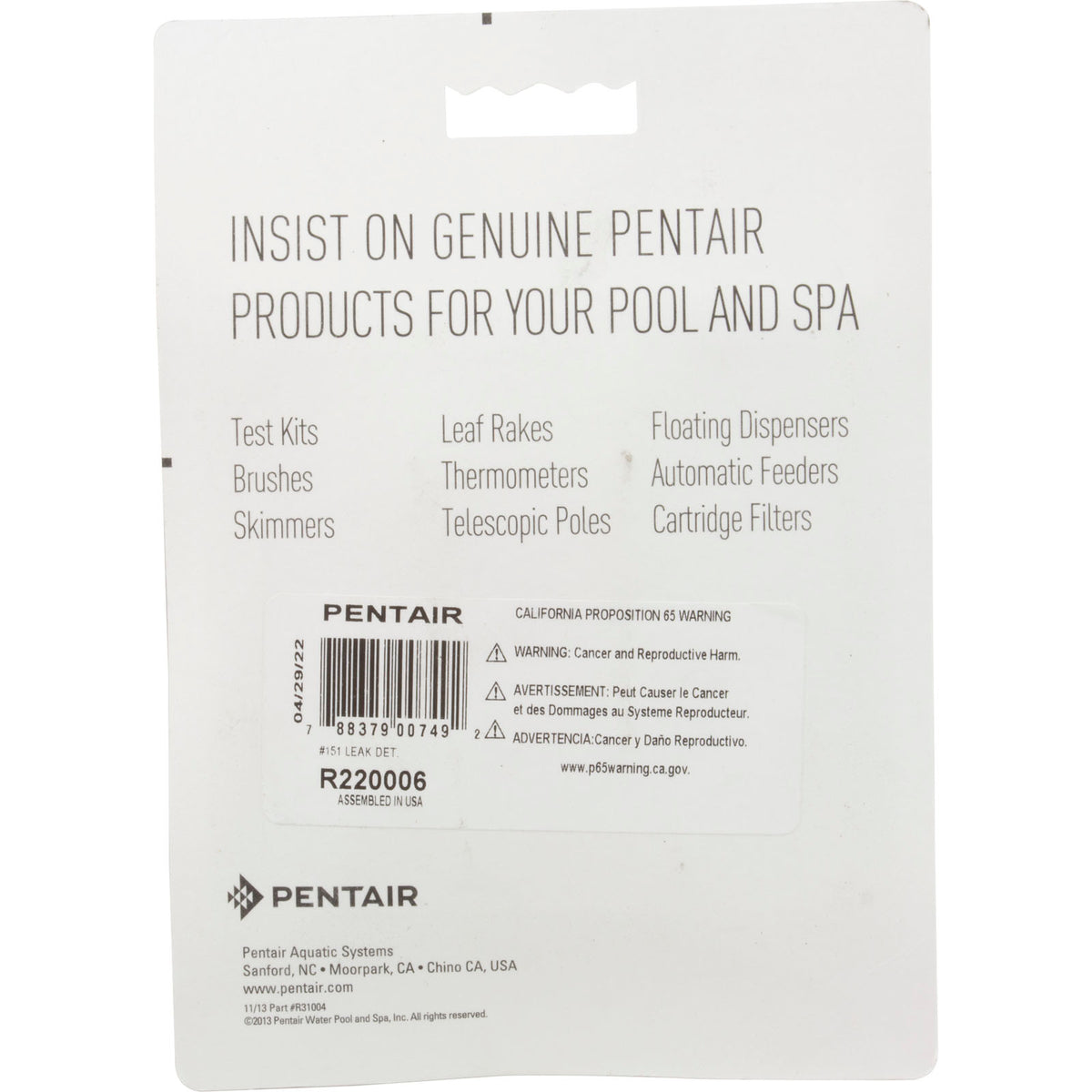 Leak Detector, Pentair #151, 1/2 oz.
