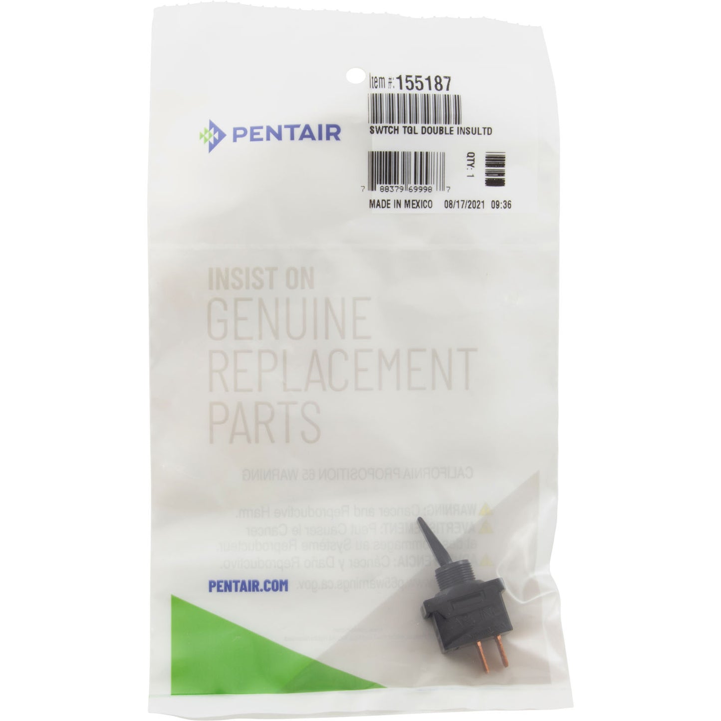 Toggle Switch, Pentair Sta-Rite J with ABG, 1 Speed