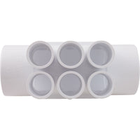 Manifold, 3/4" Slip, 6 Port, Flow Thru, 2" Slip x 2" Slip