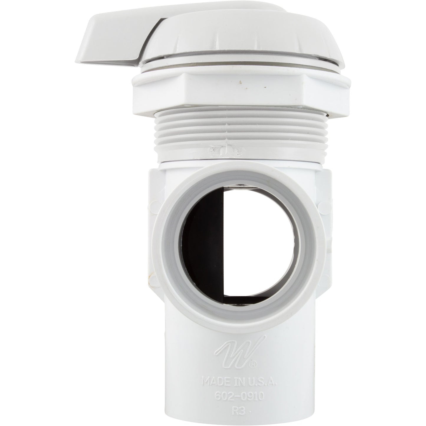 Válvula desviadora, WW, 2", 2 puertos, montaje superior, con muescas, color blanco