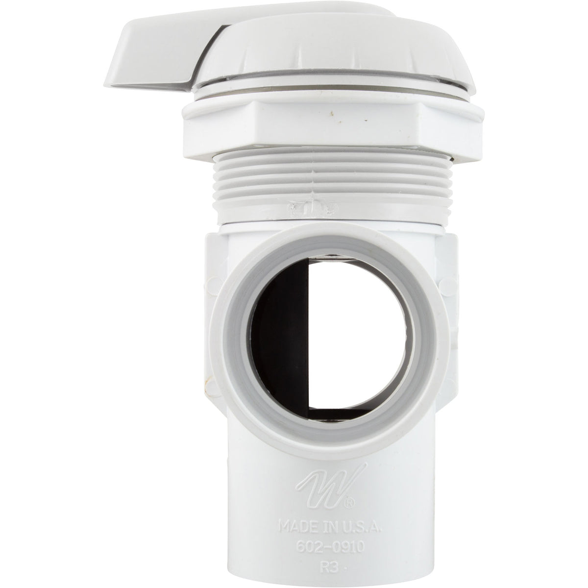 Diverter Valve, WW, 2", 2 Port, Top Mount, Notched, White