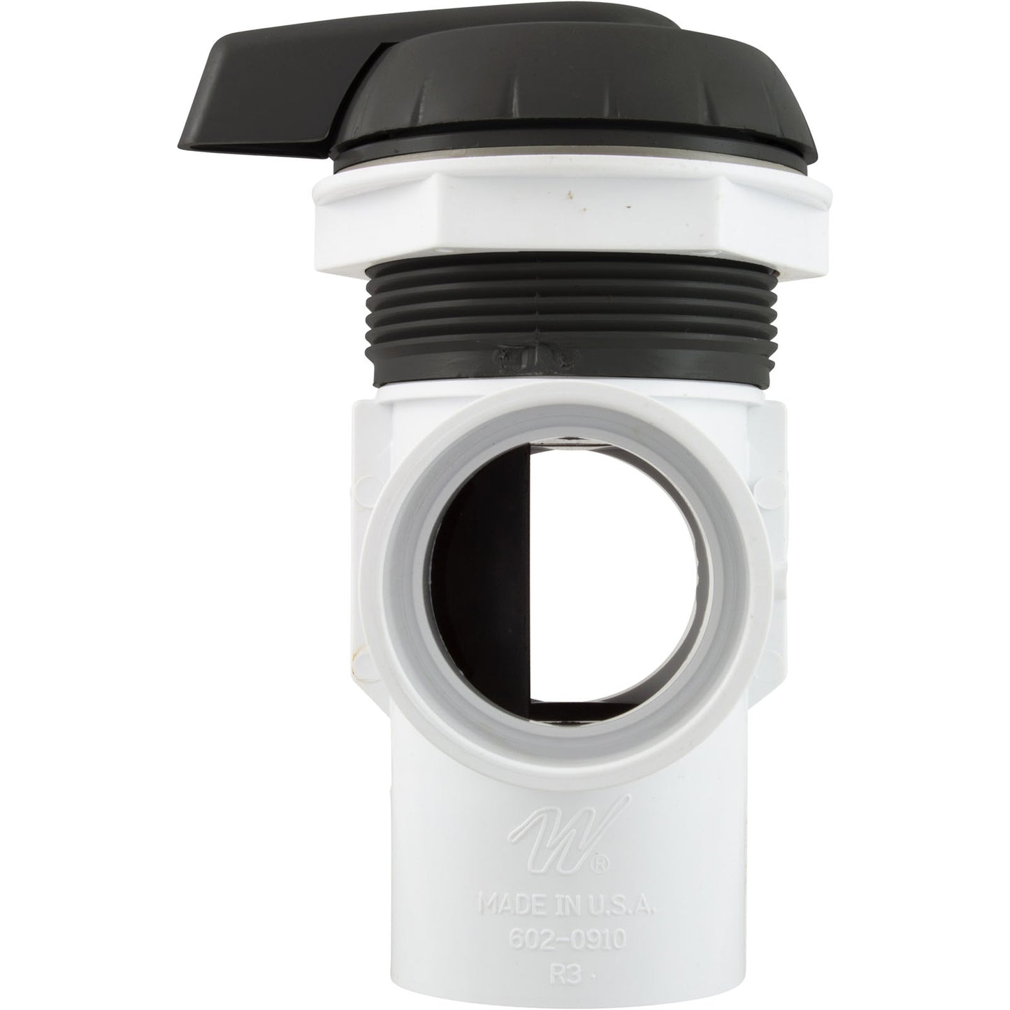 Diverter Valve, WW, 2", 2 Port, Top Mount, Notched, Black