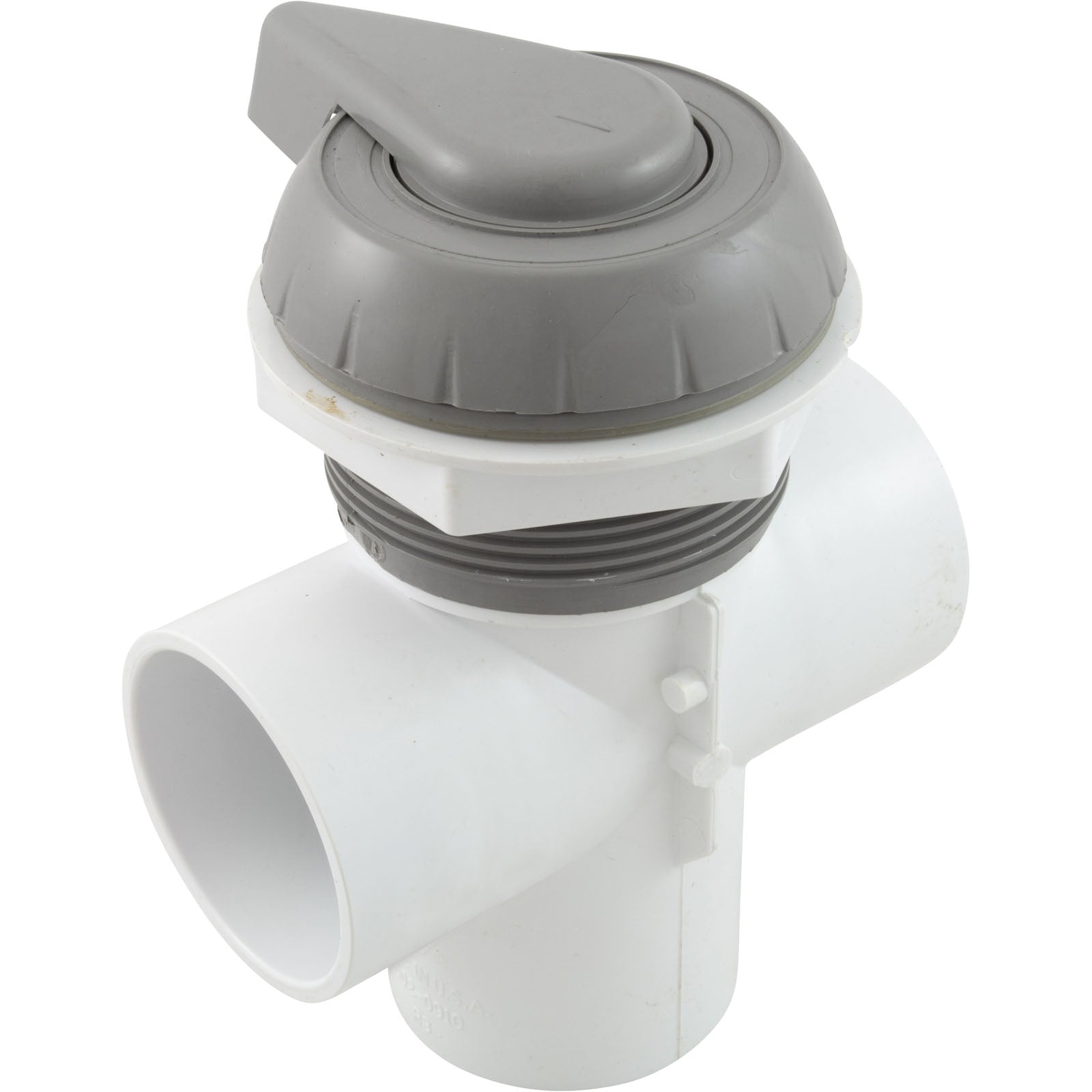 Diverter Valve, WW, 2", 2 Port, Top Mount, Notched, Gray